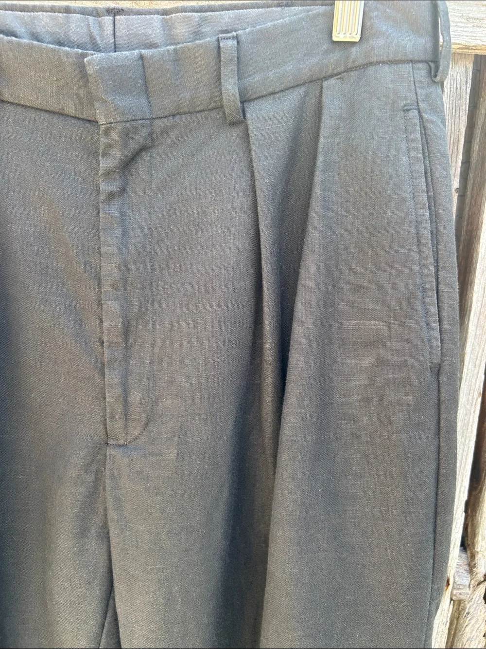 Vintage Polo Ralph Lauren Dress Trousers Mens 31x32 Linen Cotton Pleated Black - Picture 6 of 13